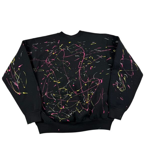 Vintage Abstract Splatter Paint Artist Yellow Pink Black 90s Crewneck Size XL - Picture 1 of 8